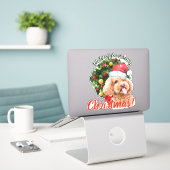 We willen jullie graag kerstcadeaukleurig kerstfee sticker (Laptop op bureau)