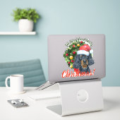 We willen jullie graag kerstcadeausetter sticker (Laptop op bureau)