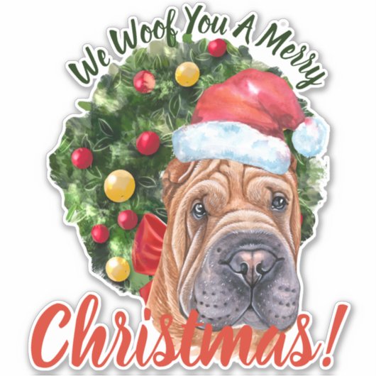 We willen jullie vrolijk kerstfeest Oranje Shar pe Sticker (Voorkant)