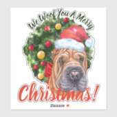 We willen jullie vrolijk kerstfeest Oranje Shar pe Sticker (Vel)