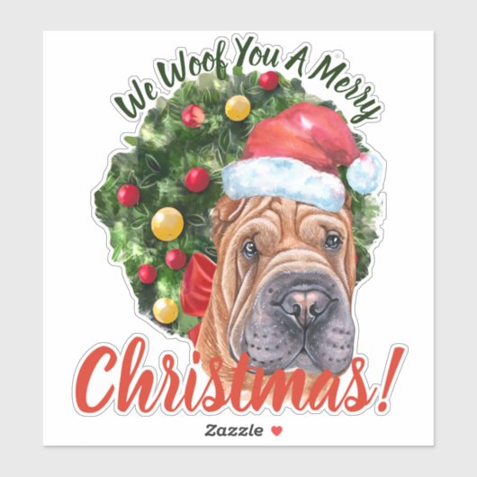 We willen jullie vrolijk kerstfeest Oranje Shar pe Sticker (Vel)