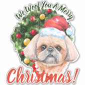 We willen jullie vrolijk kerstschip Tzu Sticker (Voorkant)