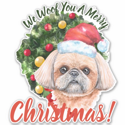 We willen jullie vrolijk kerstschip Tzu Sticker (Voorkant)
