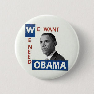 We willen Obama Ronde Button 5,7 Cm