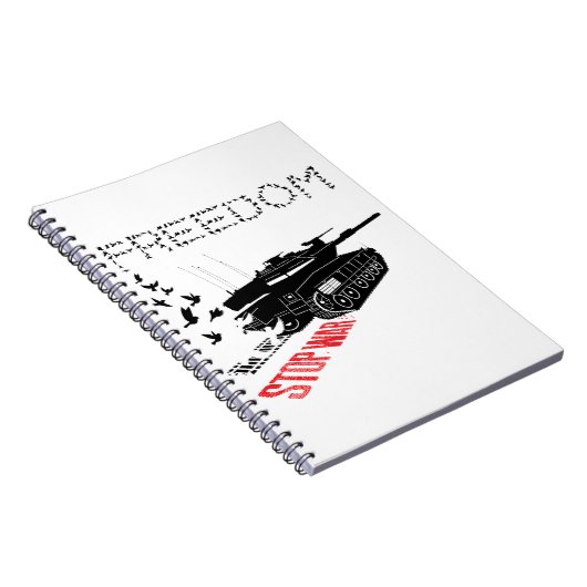 We willen wereldvrede en vrijheid, stop de oorlog notitieboek (Rechterzijde)