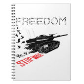 We willen wereldvrede en vrijheid, stop de oorlog notitieboek (Voorkant)