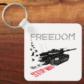 We willen wereldvrede en vrijheid, stop de oorlog sleutelhanger (Voorkant)