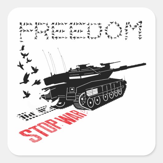 We willen wereldvrede, stop de oorlog vierkante sticker (Voorkant)