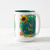 We winnen  bloemenhommel gezegend citaat tweekleurige koffiemok (Voorkant rechts)