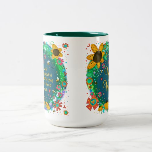 We winnen  bloemenhommel gezegend citaat tweekleurige koffiemok (Center)