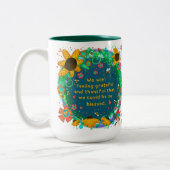 We winnen  bloemenhommel gezegend citaat tweekleurige koffiemok (Links)