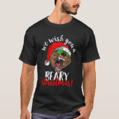 We Wish You A Beary Christmas Santa Bear Xmas Sung T-shirt (Voorkant)