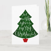 We Wish you a Merry Christmas Calligraphy Tree Feestdagen Kaart (Voorkant)