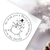 We wish you a Merry Christmas Cute Snowman in Hat Zelfinktende Stempel