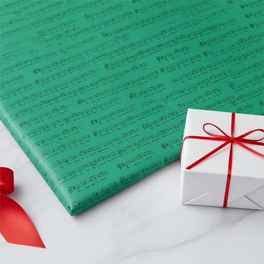 We Wish You a Merry Christmas Music in Jade Green Cadeaupapier