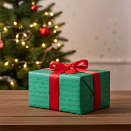 We Wish You a Merry Christmas Music in Jade Green Cadeaupapier