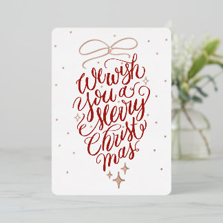 We Wish You A Merry Christmas Pinecone Calligraphy Folie Feestdagenkaart