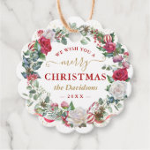 We Wish You A Merry Christmas Wreath Monogram  Bedankjes Labels (Voorkant)
