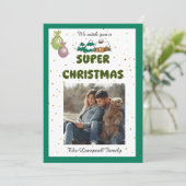 We Wish You a Super Christmas & Personalized Photo Feestdagenkaart (Staand voorkant)