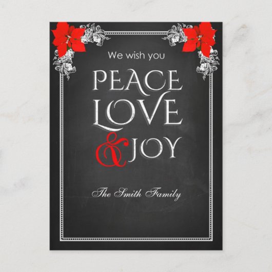 We wish you peace love & joy feestdagenkaart (Voorkant)