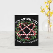 We Witch You A Merry Winter Solstice Wiccan Witchy Kaart (Gele Bloem)