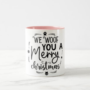 we woof you a merry christmas tweekleurige koffiemok