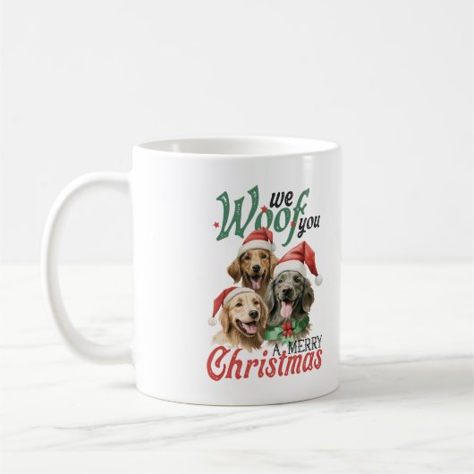 We Woof You A Merry Christmas Typography Koffiemok (Links)