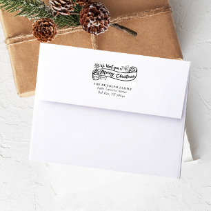 We Woof You Prettig Kerstmis Vintage Adres Rubberstempel