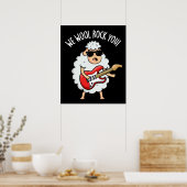 We Wool Rock You Funny Sheep Pun Dark BG Poster (Keuken)