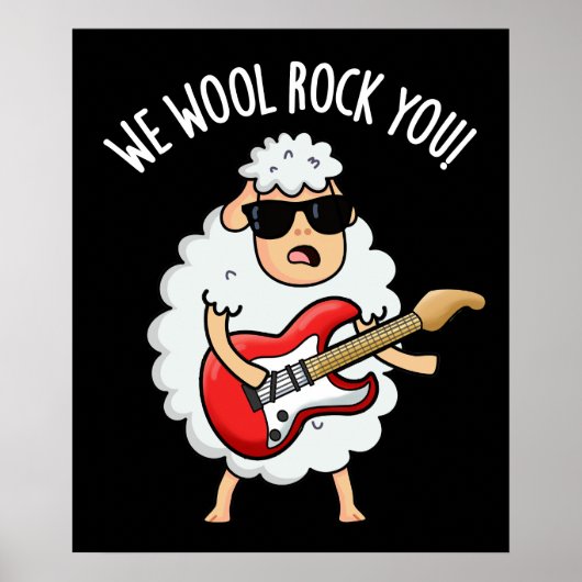 We Wool Rock You Funny Sheep Pun Dark BG Poster (Voorkant)
