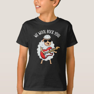 We Wool Rock You Funny Sheep Pun Dark BG T-shirt