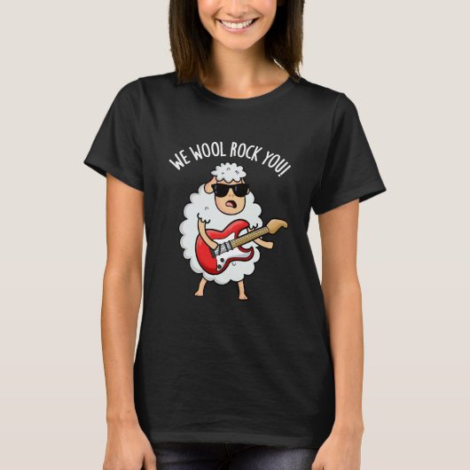 We Wool Rock You Funny Sheep Pun Dark BG T-shirt (Voorkant)