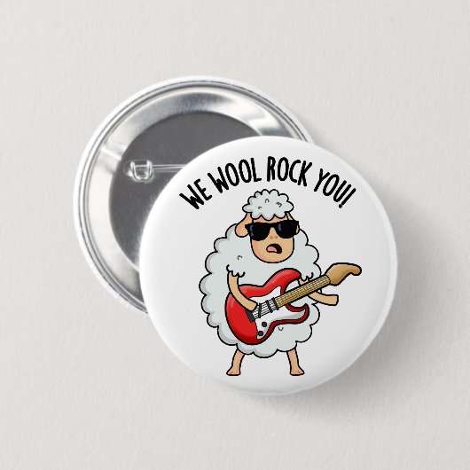 We Wool Rock You Funny Sheep Pun Ronde Button 5,7 Cm (Voorkant /achterkant)