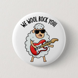 We Wool Rock You Grappige Schaap Stomme Spelling  Ronde Button 5,7 Cm