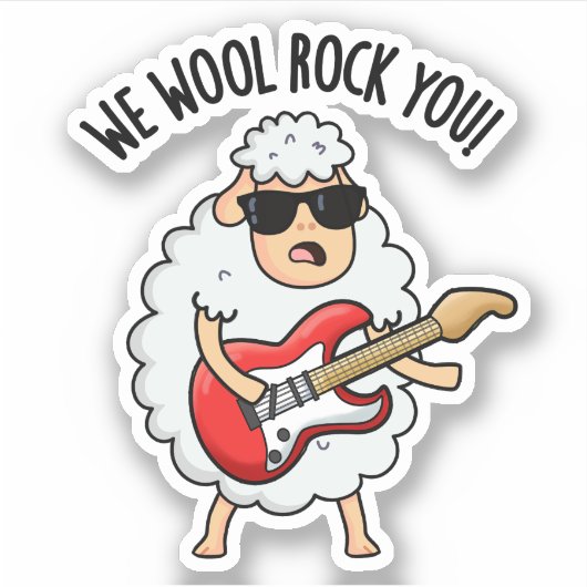 We Wool Rock You Grappige Schaap Stomme Spelling  Sticker (Voorkant)