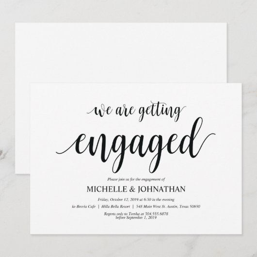 We worden betrokken, Engagement Party nodigt uit Kaart (Voorkant / Achterkant)