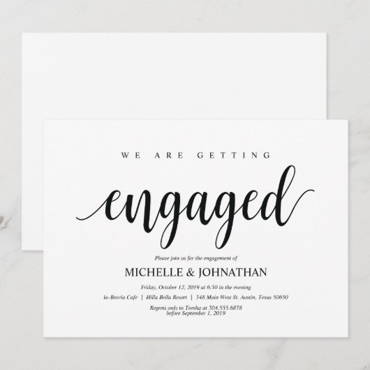 We worden betrokken, Engagement Party nodigt uit Kaart (Voorkant / Achterkant)