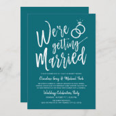 We worden getrouwd | Blauwgroen huwelijk na partij Kaart (Voorkant / Achterkant)