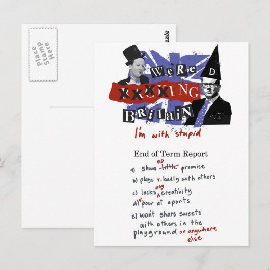 We xxxxxen Groot-Brittannië, ik ben dom Briefkaart (Voorkant / Achterkant)