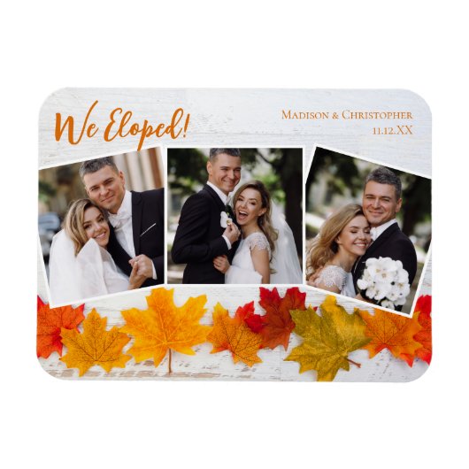 We zagen Herfst Leaf Wedding Announding Foto Magneet (Horizontaal)