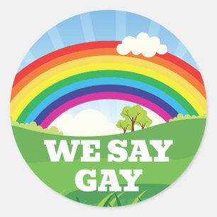 We zeggen Gay Pride maand schattige regenboog Ronde Sticker