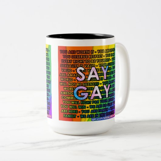 We zeggen GAY Two-Tone Coffee Mok (Voorkant rechts)