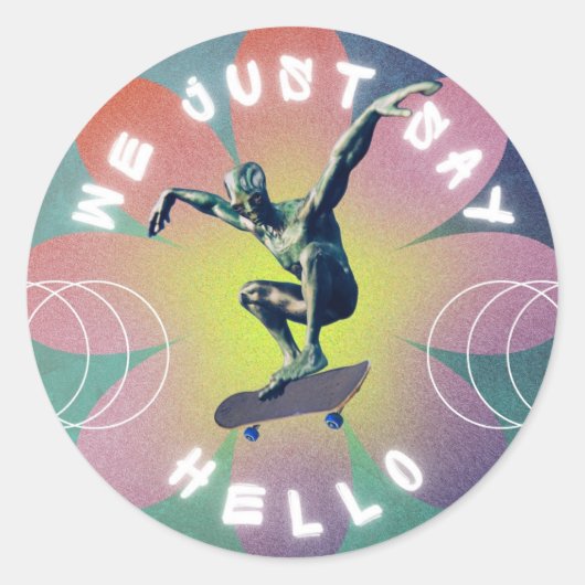 We zeggen gewoon Hallo Ronde Sticker (Voorkant)