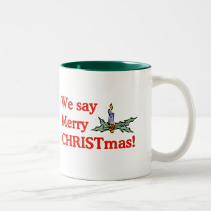 We zeggen Merry CHRISTmas Tweekleurige Koffiemok