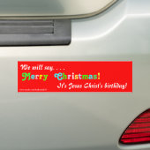 "We zeggen vrolijk kerstfeest!" Bumpersticker (Op auto)