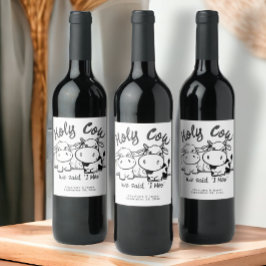 We zeiden dat ik moo grappig koe thema bruiloft wijn etiket