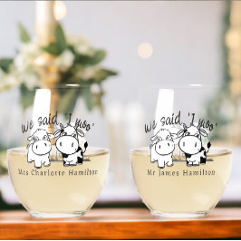 We zeiden dat ik moo Koe thema bruiloft Wijnglas Zonder Voet