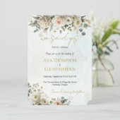 We zeiden ja Blush & Gold Bloemen bruiloft uitnodi Kaart (Staand voorkant)