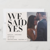 WE ZEIDEN JA | Blush + zwart 2 foto bruiloft Kaart (Voorkant)