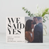 WE ZEIDEN JA | Blush + zwart 2 foto bruiloft Kaart (Staand voorkant)